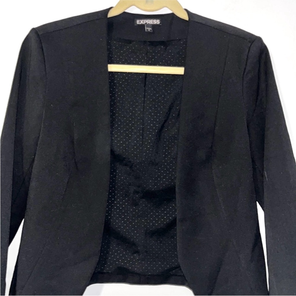 Express Solid Black Cutaway Blazer Jacket Small - image 3